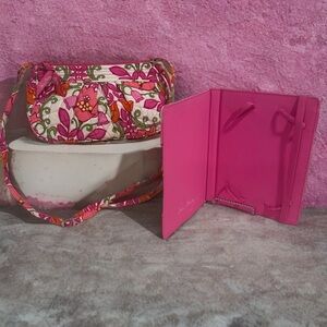 Vera Bradley Set in Lilli Bell, Frannie Mini Adj Crossbody & Tablet Folio 5x7ish
